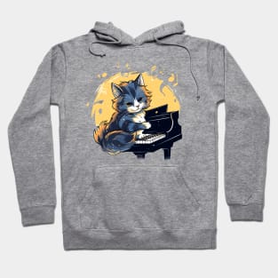 Cat playing piano Hoodie